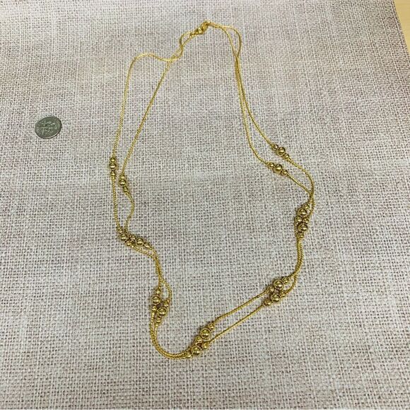 Avon VTG Double Strand Gold Bead Station Necklace - Picture 1 of 3